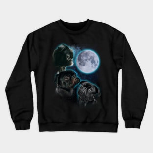 Three Pugs moon Crewneck Sweatshirt